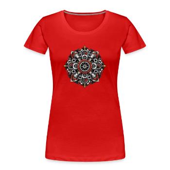 Mandala d’engrenages de l’art de la vis - T-shirt bio Premium Femme - rouge - Devant - Mia (176cm)