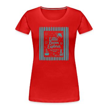 Tortue Petit Explorateur de l’Océan - T-shirt bio Premium Femme - rouge - Devant - Mia (176cm)