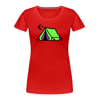 Camping Tent Moon Graphic - Women's Premium Organic T-Shirt - red - Front - Mia (176cm)