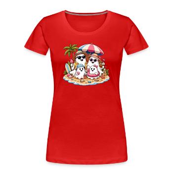Fantômes d’été sur la plage - T-shirt bio Premium Femme - rouge - Devant - Mia (176cm)