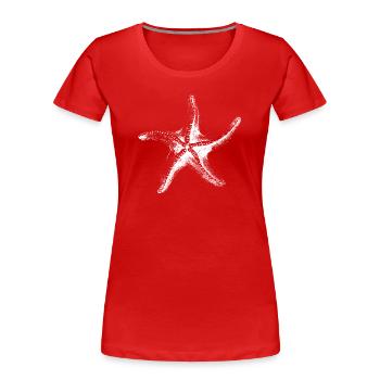 Seestern Silhouette in Schwarz-Weiß - Frauen Premium Bio T-Shirt - Rot - Vorne - Mia (176cm)