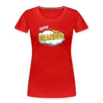 Motif de bande dessinée Super Grandpa - T-shirt bio Premium Femme - rouge - Devant - Mia (176cm)