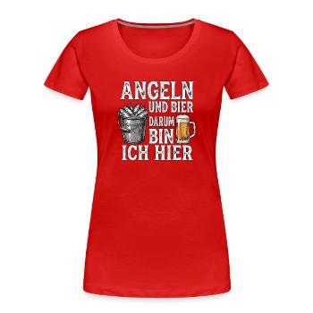 Hering Angeln Und Bier - Frauen Premium Bio T-Shirt - Rot - Vorne - Mia (176cm)