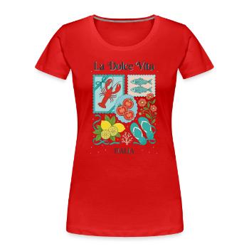 La Dolce Vita Küstenzauber - Frauen Premium Bio T-Shirt - Rot - Vorne - Mia (176cm)