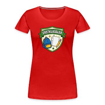 Erstklässler Schulstart Shield - Frauen Premium Bio T-Shirt - Rot - Vorne - Mia (176cm)