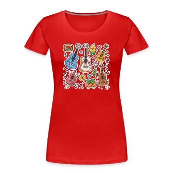 Style de bande dessinée au ukulélé - T-shirt bio Premium Femme - rouge - Devant - Mia (176cm)