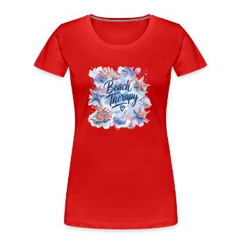 Thérapie de plage – Conception de coquillages et d’étoiles de mer - T-shirt bio Premium Femme - rouge - Devant - Mia (176cm)