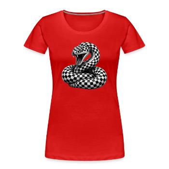 Checkerboard Cobra - Frauen Premium Bio T-Shirt - Rot - Vorne - Mia (176cm)