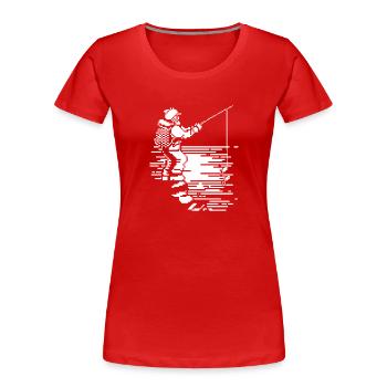 Angeln Pixel Art - Frauen Premium Bio T-Shirt - Rot - Vorne - Mia (176cm)