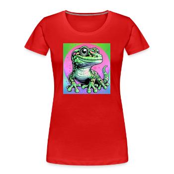 Gecko - Frauen Premium Bio T-Shirt - Rot - Vorne - Mia (176cm)