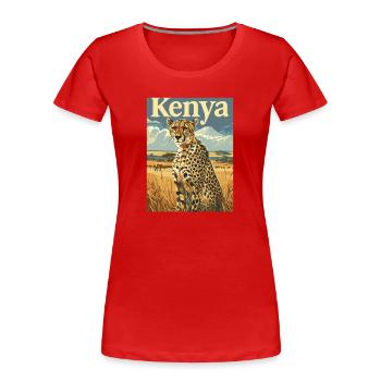  Kenia Safari Abenteuer Gepard Savanne Natur - Frauen Premium Bio T-Shirt - Rot - Vorne - Mia (176cm)