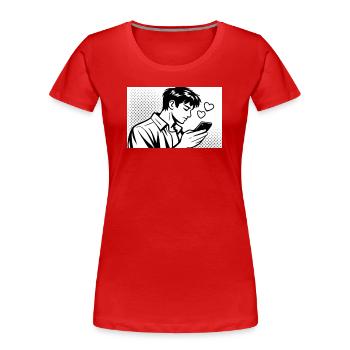 Homme amoureux - T-shirt bio Premium Femme - rouge - Devant - Mia (176cm)