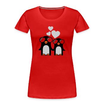 penguins fallen in love - Women's Premium Organic T-Shirt - red - Front - Mia (176cm)