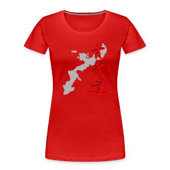 Okinawa - Kobudo - Kanji - Frauen Premium Bio T-Shirt - Rot - Vorne - Mia (176cm)