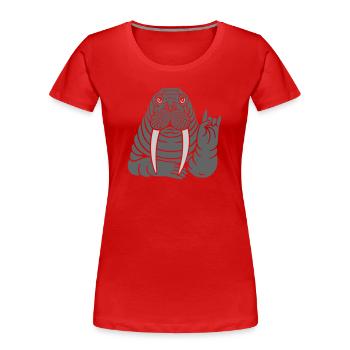 Walross - Frauen Premium Bio T-Shirt - Rot - Vorne - Mia (176cm)