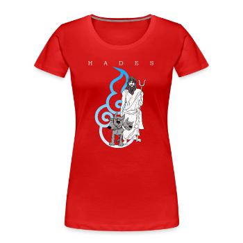 hades Zitat Grafik Bestseller - Frauen Premium Bio T-Shirt - Rot - Vorne - Mia (176cm)
