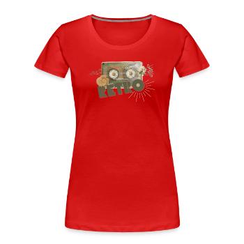 Retro Cassette Collage - Women's Premium Organic T-Shirt - red - Front - Mia (176cm)