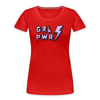 Illustration von Frauenpower und Energie - Frauen Premium Bio T-Shirt - Rot - Vorne - Mia (176cm)