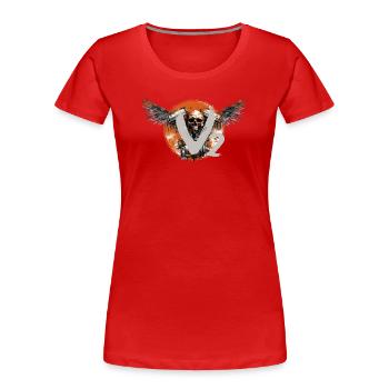 V2 Skull Moto Chopper Design Bobber - T-shirt bio Premium Femme - rouge - Devant - Mia (176cm)