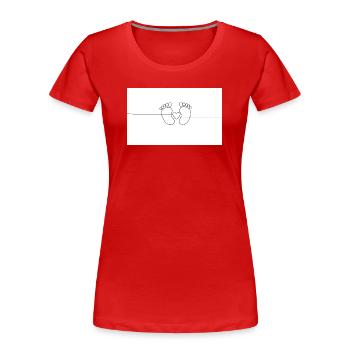Herzige Fußabdrücke mit Herz-Detail - Frauen Premium Bio T-Shirt - Rot - Vorne - Mia (176cm)