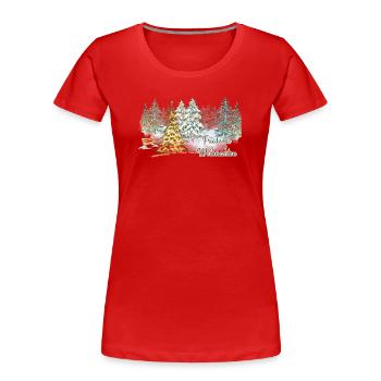 Peaceful Christmas in the winter forest in Advent - Women's Premium Organic T-Shirt - red - Front - Mia (176cm)