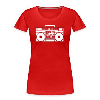 Graphisme rétro Boombox noir & blanc - T-shirt bio Premium Femme - rouge - Devant - Mia (176cm)