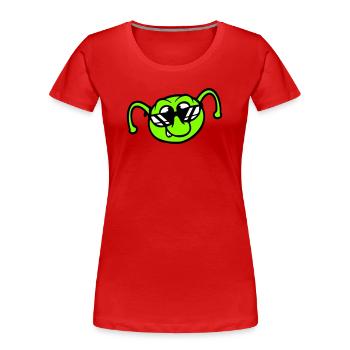Raupe Sonnenbrille Cool Lächeln Frech Spaß Comic - Frauen Premium Bio T-Shirt - Rot - Vorne - Mia (176cm)