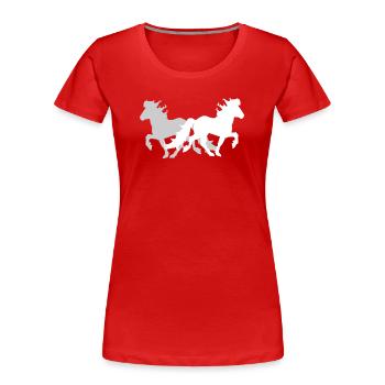 2 Icelandic Horses Elegant Tölt Ladies Girls Kids - Women's Premium Organic T-Shirt - red - Front - Mia (176cm)