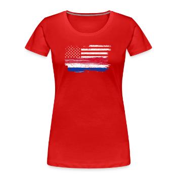 Grunge Flagge Pinselstrich Americana - Frauen Premium Bio T-Shirt - Rot - Vorne - Mia (176cm)