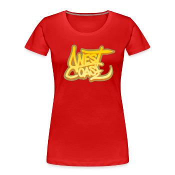 West Coast - Frauen Premium Bio T-Shirt - Rot - Vorne - Mia (176cm)