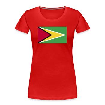 Guyana National Flag - Women's Premium Organic T-Shirt - red - Front - Mia (176cm)