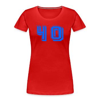 40. 40 ANS. 40e ANNIVERSAIRE. ANNIVERSAIRE 40 ANS. - T-shirt bio Premium Femme - rouge - Devant - Mia (176cm)