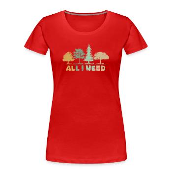 retro Wald Baum Symbol all i need Natur Outdoor - Frauen Premium Bio T-Shirt - Rot - Vorne - Mia (176cm)