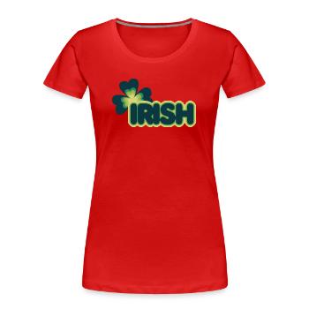 Retro Shamrock Glow - Women's Premium Organic T-Shirt - red - Front - Mia (176cm)