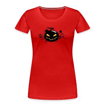 citrouille d'halloween noir avec des yeux brillants - T-shirt bio Premium Femme - rouge - Devant - Mia (176cm)