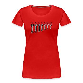 Handwerkerschlüssel - Flaschenöffner - Frauen Premium Bio T-Shirt - Rot - Vorne - Mia (176cm)