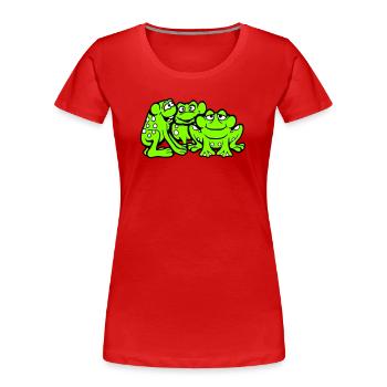 3 grenouilles équipe crapaud amis cool équipage drôle mignon - T-shirt bio Premium Femme - rouge - Devant - Mia (176cm)
