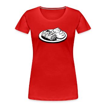 Golubzi Krautwickel mit Kartoffel Püree  - Frauen Premium Bio T-Shirt - Rot - Vorne - Mia (176cm)