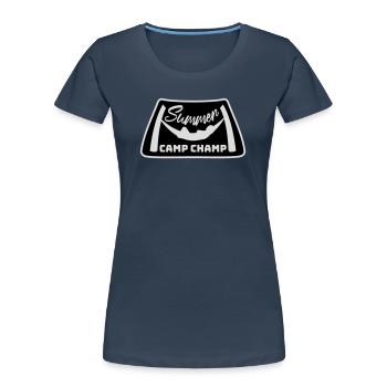 Summer Camp Champ Lustig Kinder Outdoor Abenteuer - Frauen Premium Bio T-Shirt - Navy - Vorne - Mia (176cm)