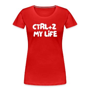 STRG+Z, MEIN LEBEN - Frauen Premium Bio T-Shirt - Rot - Vorne - Mia (176cm)