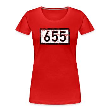 Rheinkilometer 655 Bonn am Rhein (Vintage) - Frauen Premium Bio T-Shirt - Rot - Vorne - Mia (176cm)