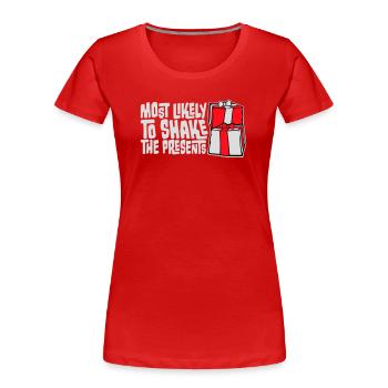 Le plus susceptible de secouer les cadeaux Noël Fun - T-shirt bio Premium Femme - rouge - Devant - Mia (176cm)