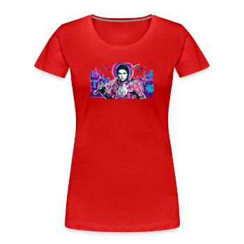 Neonritter mit Herzschild - Frauen Premium Bio T-Shirt - Rot - Vorne - Mia (176cm)