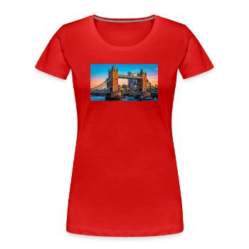 Tower Bridge Sonnenuntergang Druck - Frauen Premium Bio T-Shirt - Rot - Vorne - Mia (176cm)