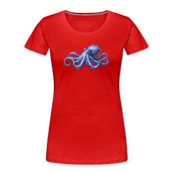 Poulpe en mosaïque - Conception maritime pour éventails de mer - T-shirt bio Premium Femme - rouge - Devant - Mia (176cm)