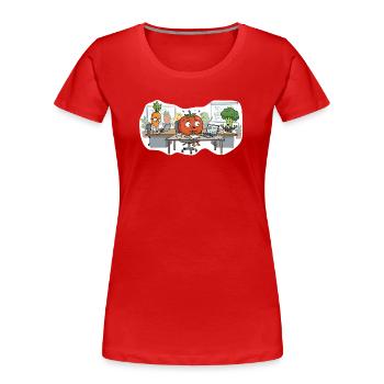Stressed Tomato – Office Vegetables - Frauen Premium Bio T-Shirt - Rot - Vorne - Mia (176cm)