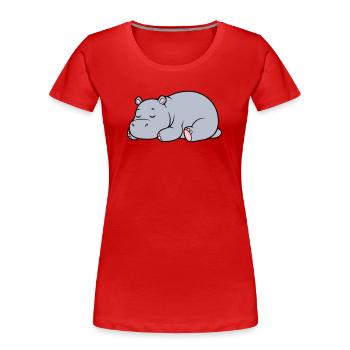 Hippopotame endormi Vecteur paresseux fatigué - T-shirt bio Premium Femme - rouge - Devant - Mia (176cm)