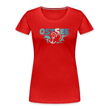 Baltic anchor retro love heart vintage symbol logo - Women's Premium Organic T-Shirt - red - Front - Mia (176cm)