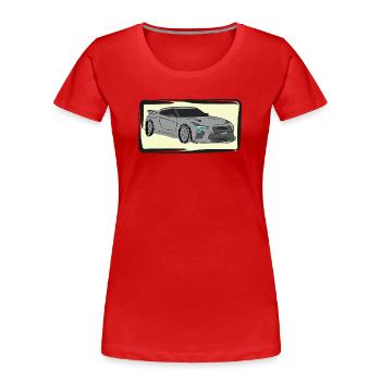 Sportwagen Neon Silhouette - Frauen Premium Bio T-Shirt - Rot - Vorne - Mia (176cm)