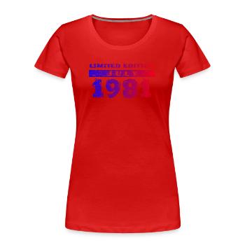45e anniversaire Édition Limitée 07/1981 - T-shirt bio Premium Femme - rouge - Devant - Mia (176cm)